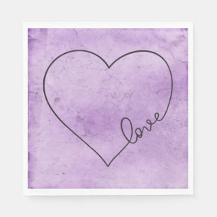 Serviette En Papier Purple Mariage Heart Lavender Aimer Aquarelle