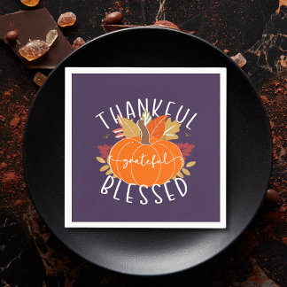 Serviette En Papier Purple Merci Grateful Blessé Thanksgiving Chute