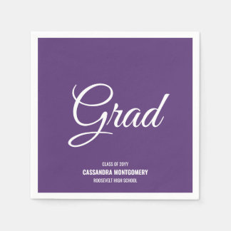 Serviette En Papier Purple Minimaliste Moderne Graduation Party