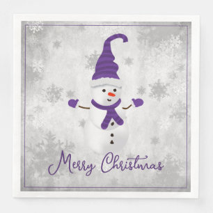 Serviette En Papier Purple mou Snowman Papier de vacances Napkin