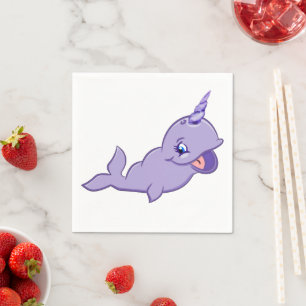 Serviette En Papier Purple Narwhal   Lilac Magique Mer Unicorn Party
