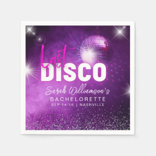 Serviette En Papier Purple Neon rose Dernier Disco Bachelorette Party