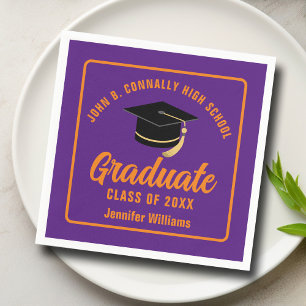 Serviette En Papier Purple Orange Graduate sur mesure fête de graduati