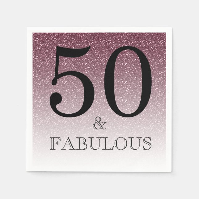 Serviette En Papier Purple Parties scintillant Ombre 50 et fabuleux 50 (Devant)