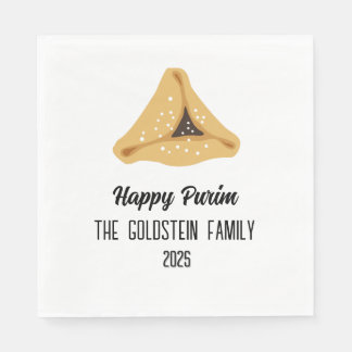 Serviette En Papier Purple Purim Hamentashen Nom de famille