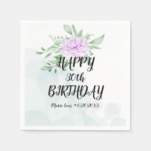 Serviette En Papier Purple Rose Eucalyptus verdure 30e anniversaire