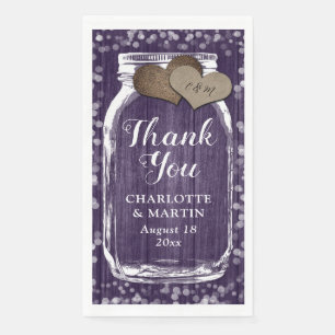 Serviette En Papier Purple Rustique Bois Mason Jar Mariage Merci