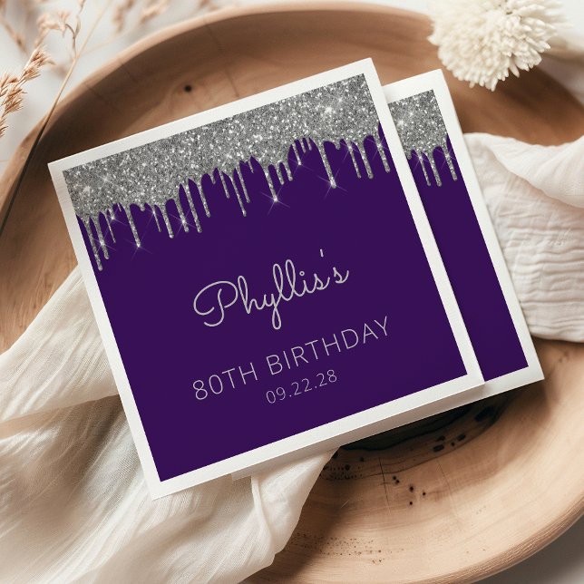 Serviette En Papier Purple Silver Parties scintillant Drip 80e fête d' (Créateur téléchargé)