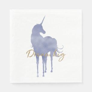 Serviette En Papier Purple Unicorn Gold Parties scintillant Dream Big 