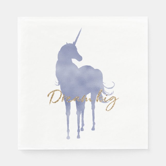 Serviette En Papier Purple Unicorn Gold Parties scintillant Dream Big  (Devant)