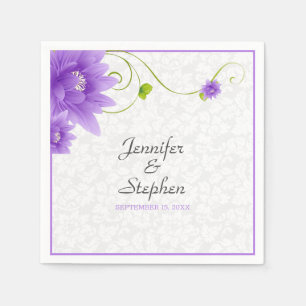 Serviette En Papier Purple White And Green Floral Design Napkins