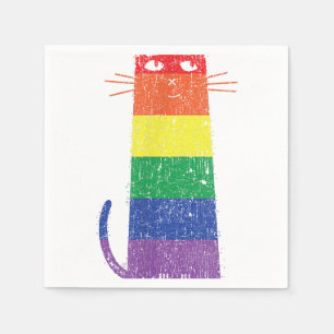Serviette En Papier Purride Shirt LGBT Drôle Gay pride Chat Saying Gra