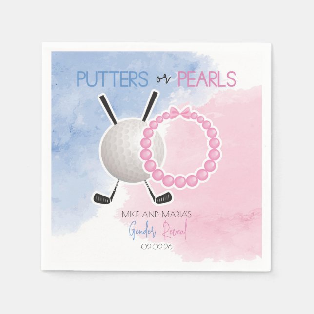Serviette En Papier Putters ou perles Parti de la révélation de genre (Devant)
