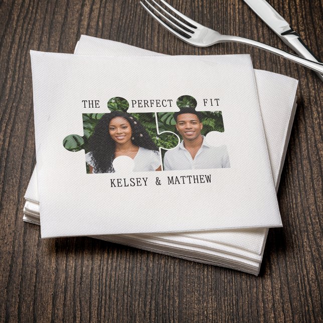 Serviette En Papier Puzzle Piece Photo Perfect Fit Wedding (Puzzle Piece Photo Perfect Fit Wedding Napkins
)