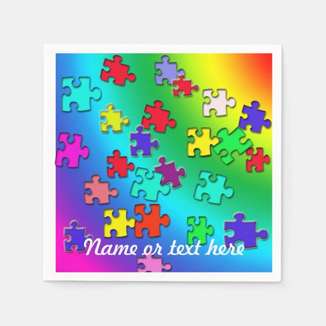 Serviette En Papier Puzzles multicolores (Devant)