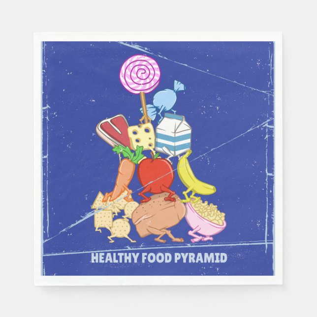 Serviette En Papier Pyramide alimentaire saine dessin humoristique (Devant)