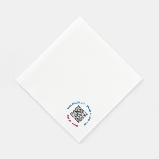 Serviette En Papier QR Code Scan Custom Text Napkins Choose Colonnes (Coin)