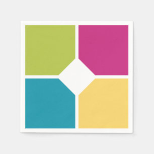 Serviette En Papier Quadrants COULEURS D'ÉTÉ Texte facultatif