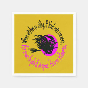 Serviette En Papier Quand Les Sorcières Vont À L'Équitation Près D'Hal