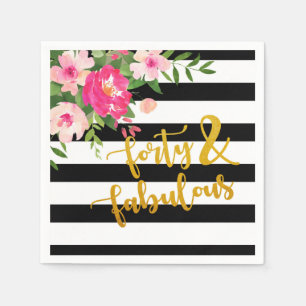 Serviette En Papier Quarante et fabuleuse serviette - Bandes noires/bl