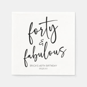 Serviette En Papier Quarante et fabuleux Minimal 40e fête d'anniversai