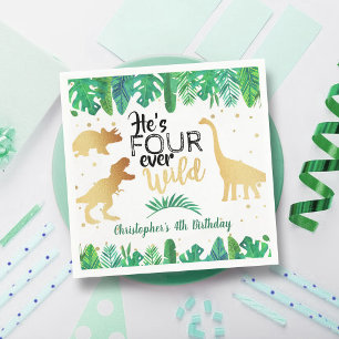 Serviette En Papier Quatre Dinosaures Sauvages Boys 4e anniversaire