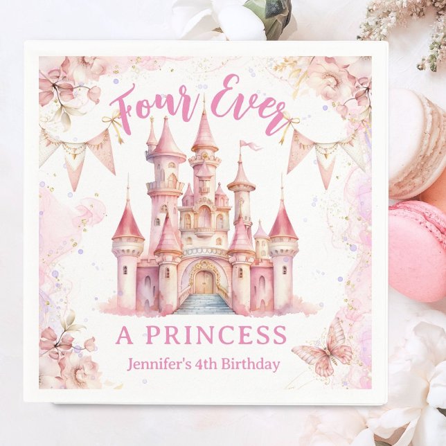 Serviette En Papier Quatre Ever A Princess Pink Castle Girl 4e anniver (Créateur téléchargé)