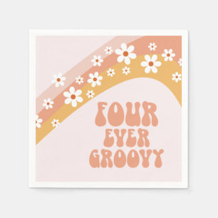 Serviette En Papier Quatre Jours Super Retro Daisy Rainbow 4e annivers