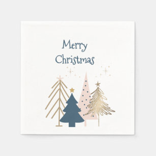 Serviette En Papier Quatre sapins en vert et or nommés
