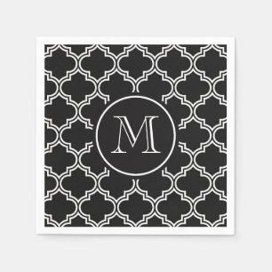 Serviette En Papier Quatrefoil noir et blanc