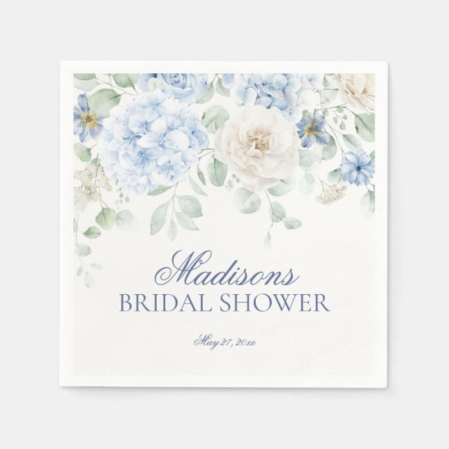 Serviette En Papier Quelque chose de bleu floral hydrangea Shower de m (Devant)
