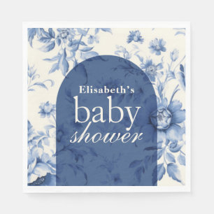 Serviette En Papier Quelque Chose de Bleu Floral Toile de Jouy Baby Sh