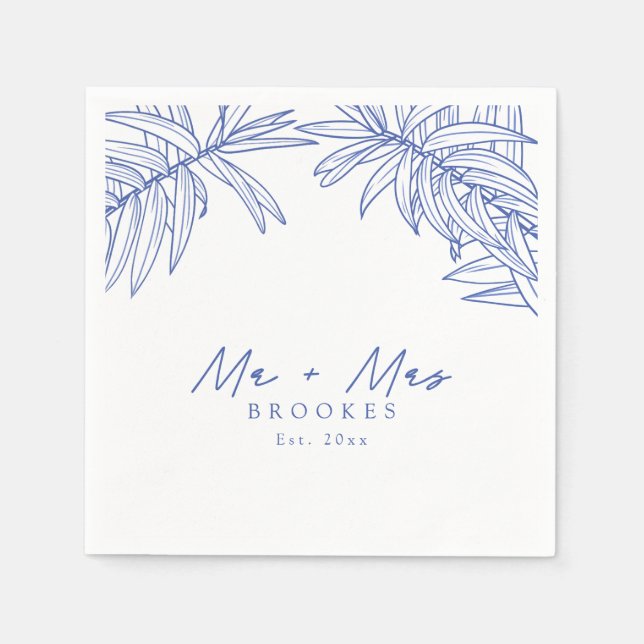 Serviette En Papier Quelque chose de bleu simple main tiré Botanique (Devant)