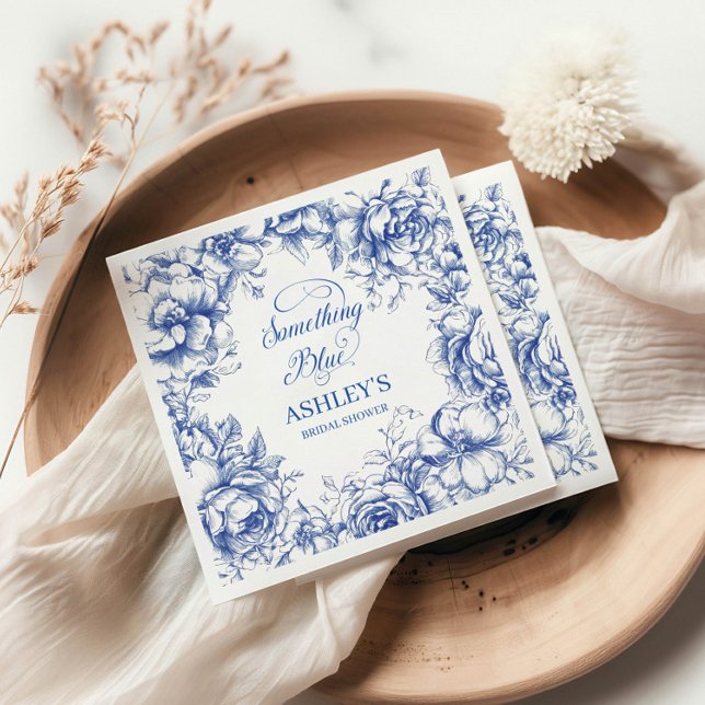 Serviette En Papier Quelque chose de Fête des mariées bleue (Créateur téléchargé)