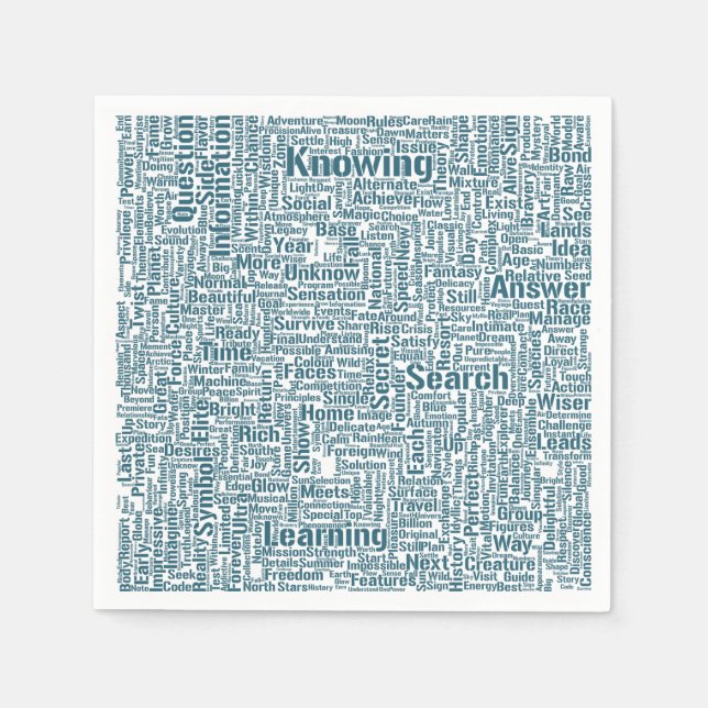 Serviette En Papier Question Apprendre Nuage MotssTexte Motif Message (Devant)