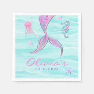 Serviette En Papier Queue de sirène sous la mer Anniversaire