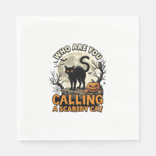 Serviette En Papier Qui Appelez-Vous Chat Peureux Halloween Noir_1