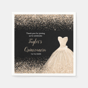 Serviette En Papier Quinceanera Champagne Faux Parties scintillant