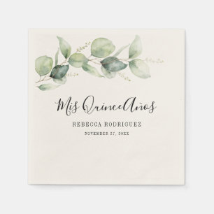 Serviette En Papier Quinceanera Eucalyptus Verdure 15e anniversaire