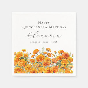 Serviette En Papier Quinceanera Fleur de naissance du mois d'octobre S