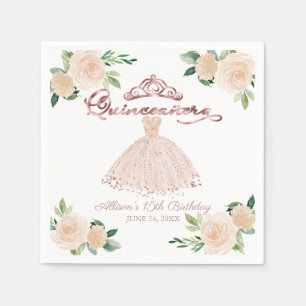 Serviette En Papier Quinceanera florale