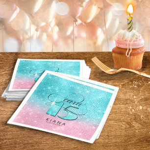Serviette En Papier Quinceanera parties scintillant et brillance V1 Tu