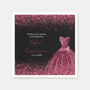 Serviette En Papier Quinceanera Plum Purple Faux Parties scintillant