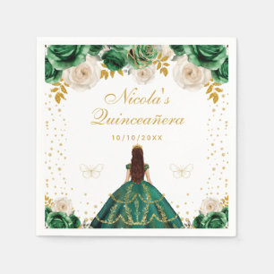 Serviette En Papier Quinceañera Princesse Florale Verte