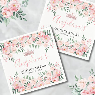 Serviette En Papier Quinceañera Rose Floral
