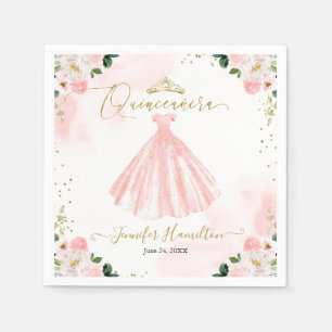 Serviette En Papier Quinceanera rose flou