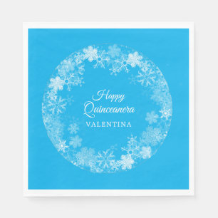 Serviette En Papier Quinceanera Winter Wonderland Snowflake Blue