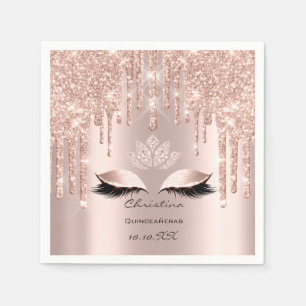 Serviette En Papier Quinceañeras Rose Gold Parties scintillant étincel