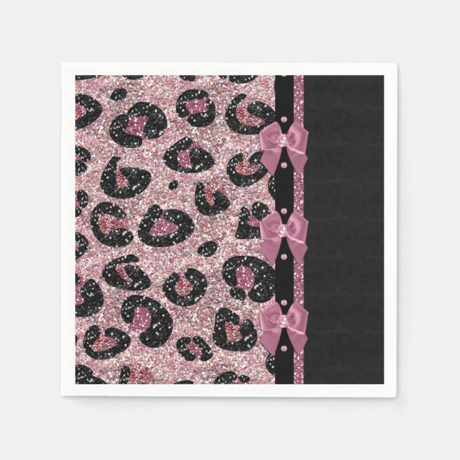 Serviette En Papier RAB Rockabilly Pink Leopard Ribbon Bows (Devant)