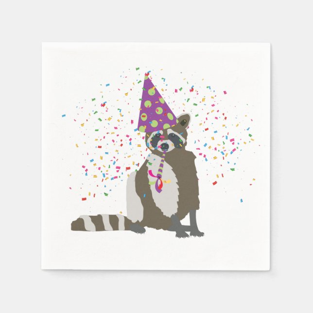 Serviette En Papier Raccoon - Animaux ayant une fête (Devant)